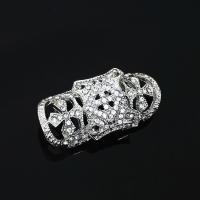Anillo de dedo de aleación de Zinc, chapado, Ajustable & para mujer & con diamantes de imitación, más colores para la opción, 22x51mm, tamaño:7, 5PCs/Grupo, Vendido por Grupo