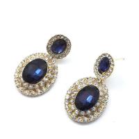 Zinc Alloy Rhinestone Drop Earring, with Crystal, gold color plated, for woman & with rhinestone 