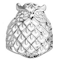 Zinc Alloy Finger Ring, Owl, silver color plated & for woman & hollow 