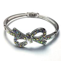 Rhinestone Zinc Alloy Bangle, Bowknot, silver color plated, for woman & with rhinestone, multi-colored, Inner Approx 60mm 