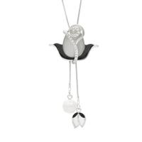 Zinc Alloy Sweater Chain Necklace, with Cats Eye, Rose, silver color plated, snake chain & for woman & with rhinestone Approx 36.68 Inch 