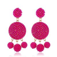 Zinc Alloy Drop Earring, with Seedbead, zinc alloy post pin, gold color plated, for woman 