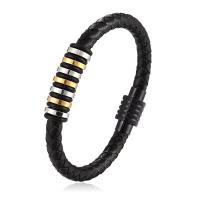PU Leather Cord Bracelets, with Stainless Steel, fashion jewelry & Unisex 21cm 