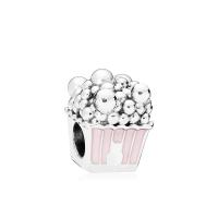 Zinc Alloy European Beads, platinum color plated, for woman, pink, 13*8mm Approx 5mm 