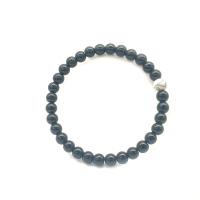 Gemstone Bracelets, with Magnesite & Black Agate, plated, Unisex .2 Inch 