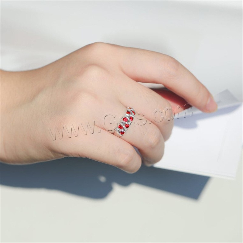 Zircon pavent l'anneau en laiton de doigt, Plaqué de platine, normes différentes pour le choix & pavé de micro zircon & pour femme, Taille:6-9, Vendu par PC