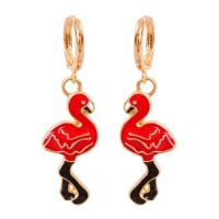 Zinc Alloy Huggie Hoop Drop Earring, Bird, fashion jewelry & for woman & enamel 