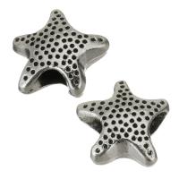 Zinc Alloy Large Hole Beads, Starfish, enamel, silver color Approx 4.5mm 