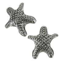 Zinc Alloy Large Hole Beads, Starfish, enamel, silver color Approx 5mm 