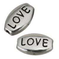 Enamel Zinc Alloy Beads, word love, silver color Approx 1mm 