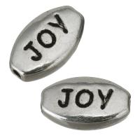 Enamel Zinc Alloy Beads, word joy, silver color Approx 1mm 