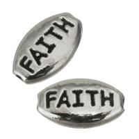Enamel Zinc Alloy Beads, word faith, silver color Approx 1mm 