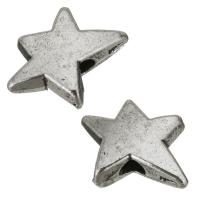 Zink Legierung Sterne Perlen, Zinklegierung, Silberfarbe, 14x13x5mm, Bohrung:ca. 3.5mm, verkauft von PC