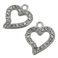 Zinc Alloy Heart Pendants, with rhinestone, silver color Approx 2mm 