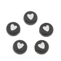 Acryl Schmuck Perlen, flache Runde, weiß und schwarz, 4x7mm, Bohrung:ca. 1mm, ca. 3700PCs/Tasche, verkauft von Tasche