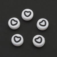 Acryl Schmuck Perlen, flache Runde, weiß, 4x7mm, Bohrung:ca. 1mm, ca. 3700PCs/Tasche, verkauft von Tasche