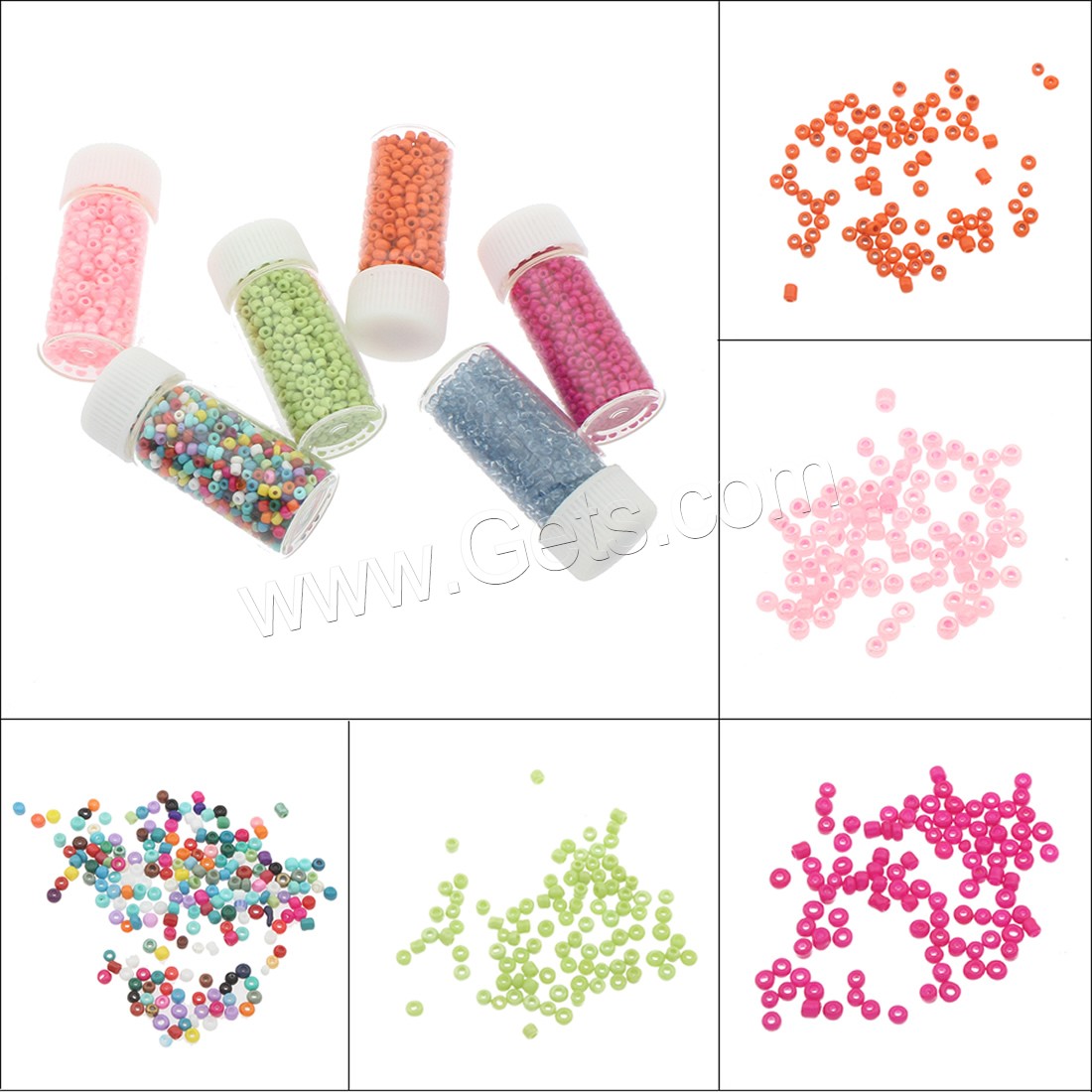 Glass Seed Beads Beads, with Glass Bottle, Round, different size for choice, more colors for choice, Hole:Approx 1mm, 10Barrels/Lot, Sold By Lot