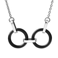 Titanium Steel Jewelry Necklace, with Porcelain, with 1.96lnch extender chain, oval chain & for woman Approx 17.7 Inch 