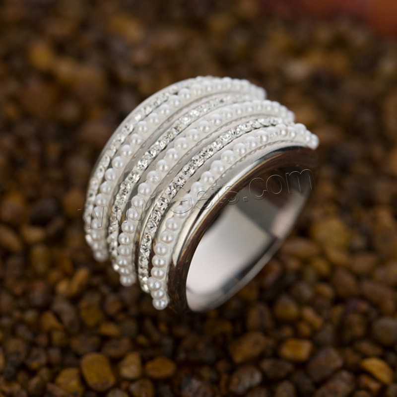 Anilo de dedo de acero inoxidable, con Seedbead, diverso tamaño para la opción & para mujer & con diamantes de imitación, color original, tamaño:6-9, Vendido por UD