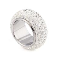 Titanium Steel Finger Ring & for woman & with rhinestone, 15mm, US Ring 
