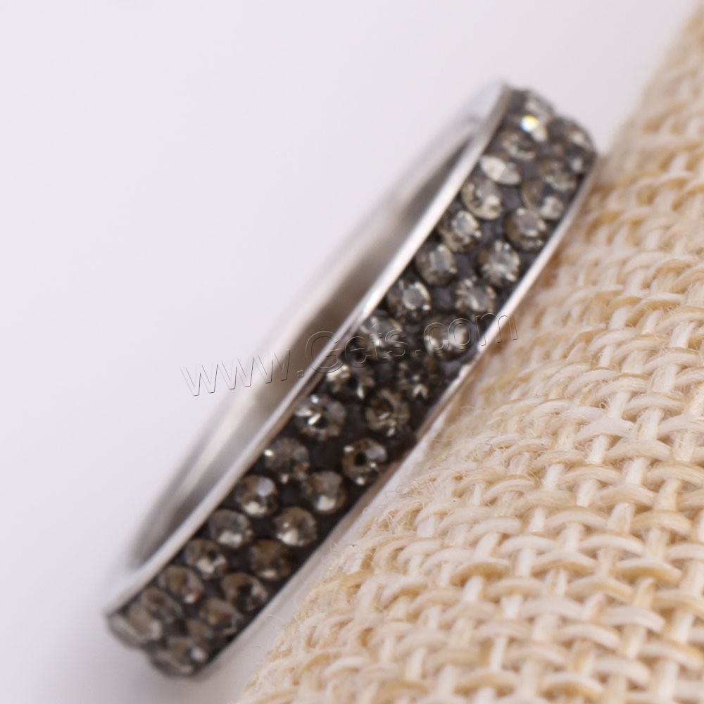 Нержавеющая сталь Rhinestone палец кольцо, нержавеющая сталь, разный размер для выбора & Женский & со стразами, оригинальный цвет, 4mm, размер:6-9, продается PC