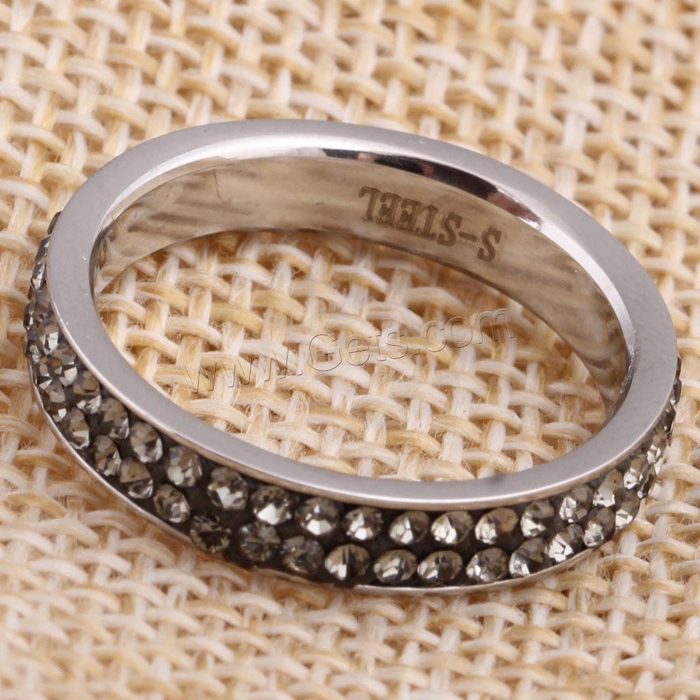 Anilo de dedo de acero inoxidable, diverso tamaño para la opción & para mujer & con diamantes de imitación, color original, 4mm, tamaño:6-9, Vendido por UD