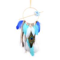 Fashion Dream Catcher, Cotton Thread, with Feather, handmade, fashion jewelry blue, 400mm 
