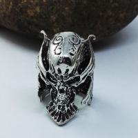 Zinc Alloy Finger Ring, Skull, antique silver color plated & for man, 26mm 