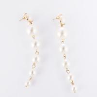 Plastic Pearl Zinc Alloy Earring, with ABS Plastic Pearl, sterling silver post pin, gold color plated, Korean style & for woman, 398mm 
