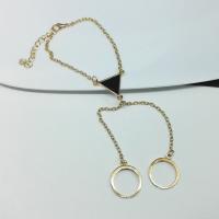 alliage de zinc bracelet anneau, avec 5cm chaînes de rallonge, triangle, Placage de couleur d'or, pour femme & émail, 60mm Environ 7.09 pouce Vendu par lot