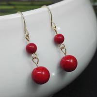 Glass Zinc Alloy Earring, with Glass, sterling silver post pin, gold color plated, for woman, red 
