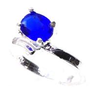 Zinc Alloy Finger Ring, silver color plated, for woman & with cubic zirconia, blue, 18mm, US Ring 