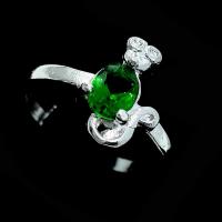 Crystal Zinc Alloy Finger Ring, with Crystal, silver color plated, Korean style & for woman, green, 18mm, US Ring 