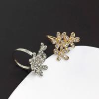 Rhinestone Zinc Alloy Finger Ring, Flower, plated, for woman & with rhinestone 25mm, US Ring 