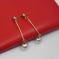 Plastic Pearl Zinc Alloy Earring, with ABS Plastic Pearl, sterling silver post pin, gold color plated, Korean style & for woman 