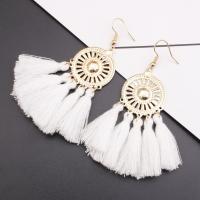 Zinc Alloy Tassel Earring, with Polyester, zinc alloy earring hook, gold color plated, folk style & for woman 