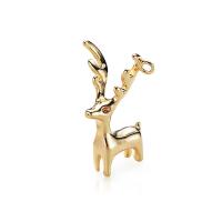 Animal Brass Pendants, Deer, real gold plated, DIY & with rhinestone, 11*19mm Approx 1mm 