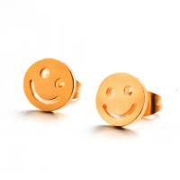 Zinc Alloy Stud Earring, Smiling Face, gold color plated, fashion jewelry & for woman 