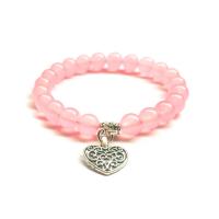 Rose Quartz Bracelet, with Zinc Alloy, plated, for woman, pink, 8mm .2 Inch 