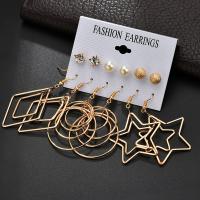 Zinc Alloy Drop Earring, Stud Earring & earring, gold color plated, 6 pieces & for woman, golden 