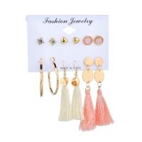 Zinc Alloy Earring Set, Stud Earring & earring, gold color plated, 6 pieces & for woman, golden 