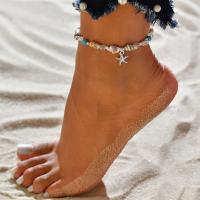 Zinc Alloy Anklet, with Trumpet Shell, plated, for woman, blue Inch 