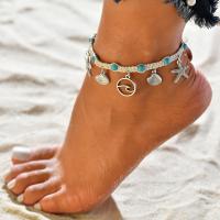 Zinc Alloy Anklet, with turquoise, plated, for woman, white 