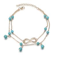 Zinc Alloy Anklet, with turquoise, plated, for woman 