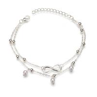 Zinc Alloy Anklet, with Plastic Pearl, plated, for woman 
