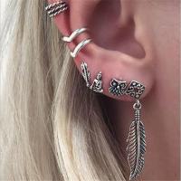 Zinc Alloy Earring Set, Stud Earring, plated, 6 pieces & for woman, silver color 