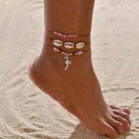 Zinc Alloy Anklet, with Pink Agate & Shell, plated, three pieces & fashion jewelry & for woman 