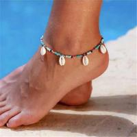 Resin Anklet, with Seedbead, plated, for woman, blue 