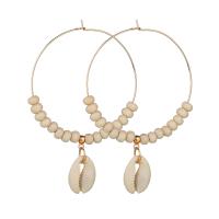 Zinc Alloy Hoop Earring, with Shell, plated, for woman 75mm 