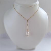 Ожерелье ручной латунные, Латунь, с Пластиковая жемчужина, Другое покрытие, ювелирные изделия моды & Женский, золотой, 54+5cmuff0c2cm, продается Strand